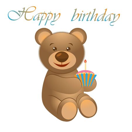 Teddy Bear with a cake. Birthday gift.のイラスト素材