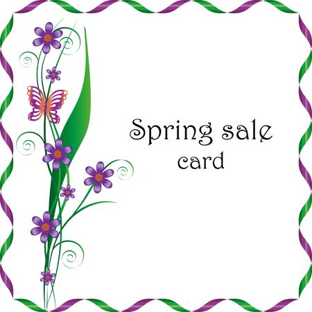 Spring sale. Invitation Template. Frame for text. Flowers isolated on white background.のイラスト素材