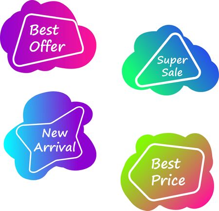 Set of flat vector geometric color banners. The concept of promotion. Vector illustrationのイラスト素材