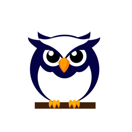 Owl. Bird in cartoon style on a white backgroundのイラスト素材