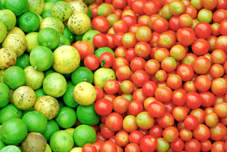 Nature pattern by lemon and tomatoの写真素材