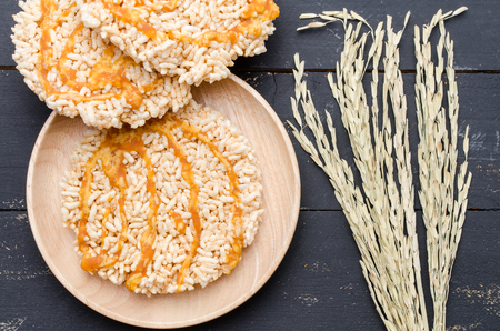 Khao Tan, Nang Led, Rice Cracker is thai snack and dessertの写真素材