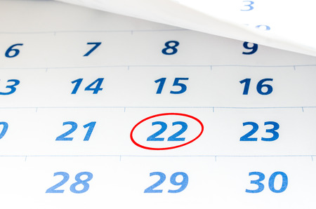Mark on the calendar at 22 with red circle
