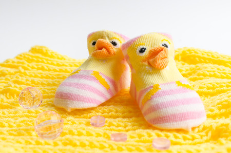 Pink socks gift set for a newborn baby girlの写真素材