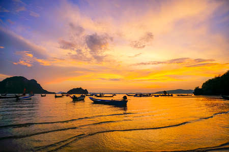 Beautiful twilight at Koh Teab , crab conservation bank, Chumphon, Thailandの写真素材