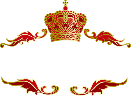 Vector richly and magnific decorated elegant frame with a monarch crown.のイラスト素材