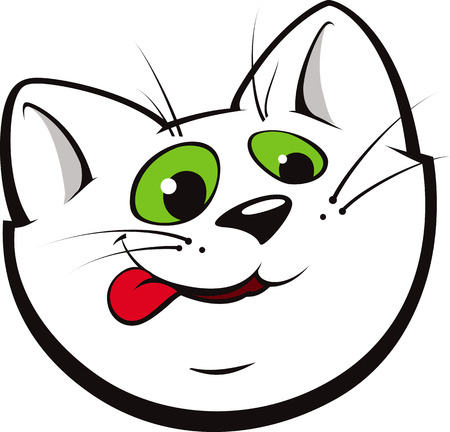 Vector illustration of a cartoon cat licking its chops.のイラスト素材