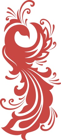 Vector illustration of red firebird silhouetteのイラスト素材