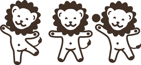 Vector illustration of funny cartoon young lions having fun and fooling around.のイラスト素材