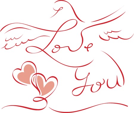 Valentine card with lettering I Love You. Vector illustration.のイラスト素材
