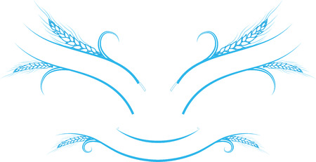 illustration decorative element a few ripe wheat ears on the ribbons.のイラスト素材