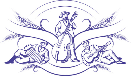 illustration template for creating  or Icon on the theme of retro music and alcohol. Pub, karaoke, etc.emblem template.のイラスト素材