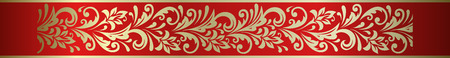 Ornate vector floral decorative element frame border in Russian hohloma style.のイラスト素材