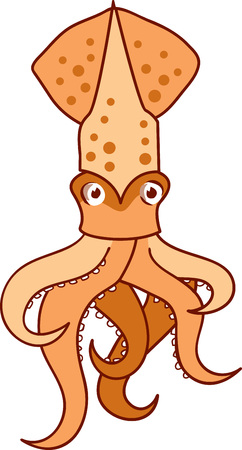 Calamary squid color cartoon vector illustration isolated on white background.のイラスト素材