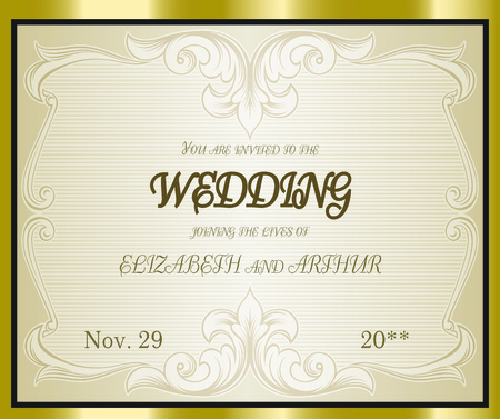 Vintage elegant vector background decoration, divider, header, victorian ornamental frame template wedding invitation.のイラスト素材