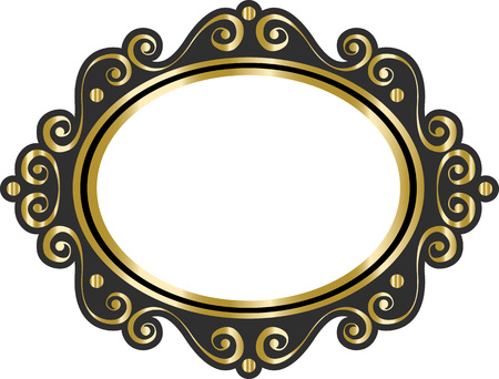 Vector lace blank vintage cartoon photo picture frame on white background. Design to make a wedding card, invitation, menu.のイラスト素材