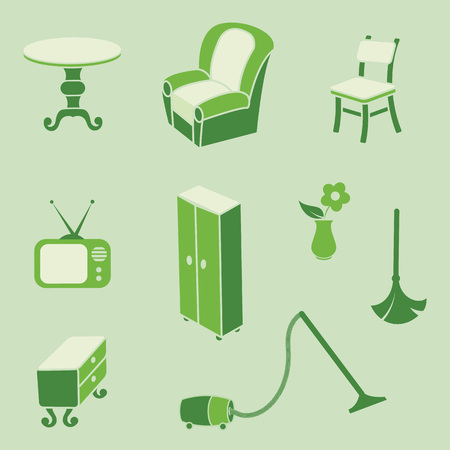 Retro style furniture theme collection set vector illustration.のイラスト素材