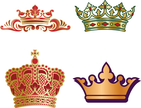 Set of different type monarch crownsのイラスト素材