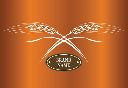 Two crossed wheat ears, vector. Logo brand icon template.のイラスト素材