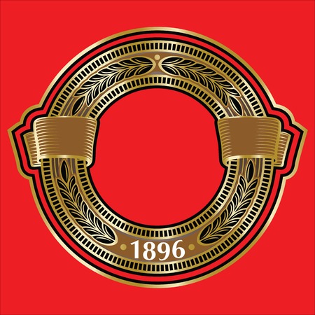 Vector richly decorated banner frame with a triumphal wreath of wheat ears.のイラスト素材