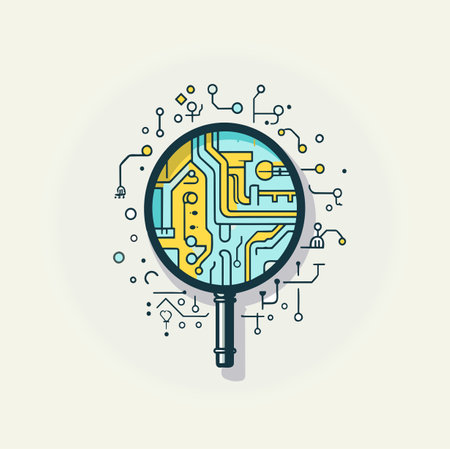 magnifying glass icon vector flat style for search, focus, zoom, business illustrationのイラスト素材