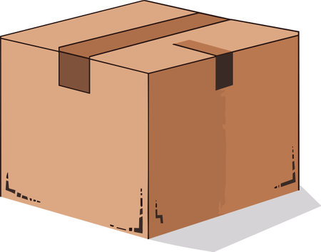 Cardboard box isolated on white background - vector illustrationのイラスト素材