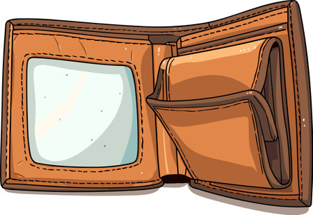 Cartoon brown leather wallet. Business and finance vector illustration.のイラスト素材