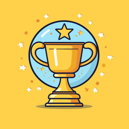 Best champions cup cartoon trophy vector illustration. Champion cup winner trophy award.のイラスト素材