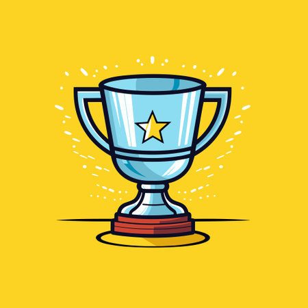 Best champions cup cartoon trophy vector illustration. Champion cup winner trophy award.のイラスト素材