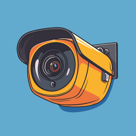 24 hours security surveillance camera isolated vector illustration