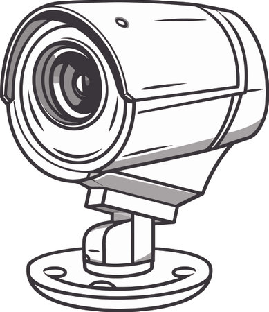 24 hours security surveillance camera isolated vector illustration