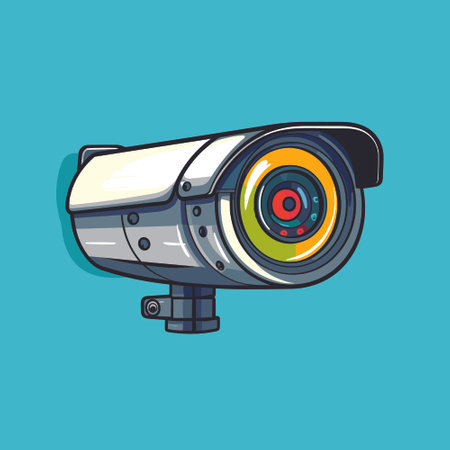 24 hours security surveillance camera isolated vector illustration