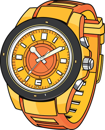 Cartoon style Classic Mens Wrist Watch Vector Illustrationのイラスト素材