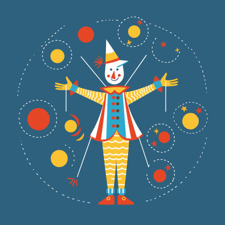 Cartoon colorful Funny Clown from circus Vector Illustrationのイラスト素材
