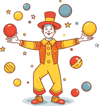Cartoon colorful Funny Clown from circus Vector Illustrationのイラスト素材