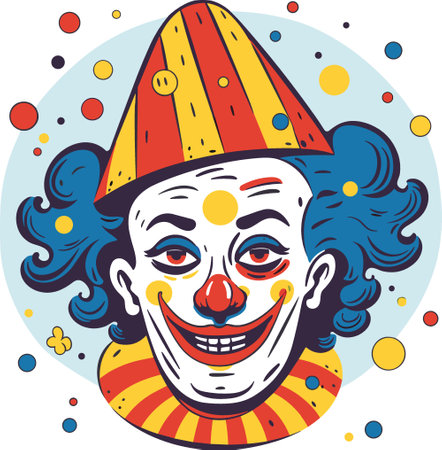 Cartoon strange scary grinning Clown with sinister smile Vector Illustrationのイラスト素材