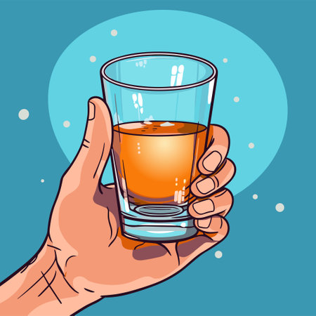 Hand holding glass of cognac simple icon. Vector illustrationのイラスト素材