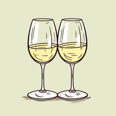 Two glasses of White wine icon - Vector illustrationのイラスト素材