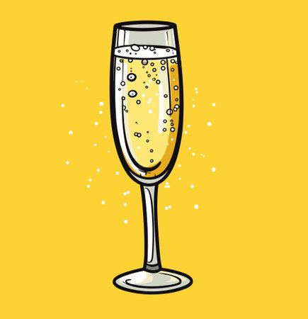 Glass of champagne, vintage style celebration concept icon on white background, vector illustrationのイラスト素材