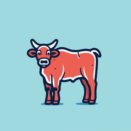 Bull Cow emblem simple logo icon label template. Vector illustrationのイラスト素材