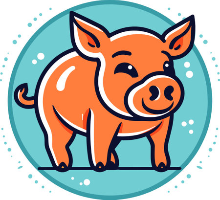 Pig, pork. Vintage logo icon template, retro print, poster for Butchery meat business, farmer shop. Vector Illustrationのイラスト素材