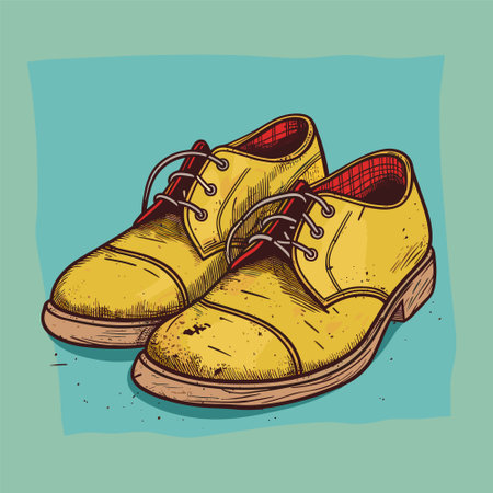 A pair of men's very worn and dirty shoes, simple vector flat illustration