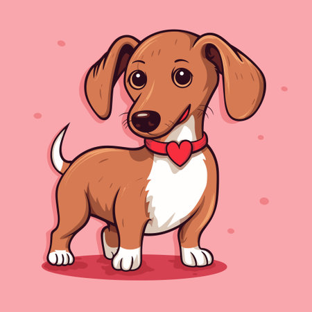 Happy cartoon puppy dog, Portrait of cute little dog vector illustrationのイラスト素材