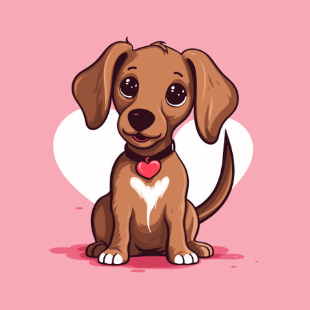 Happy cartoon puppy dog, Portrait of cute little dog vector illustrationのイラスト素材