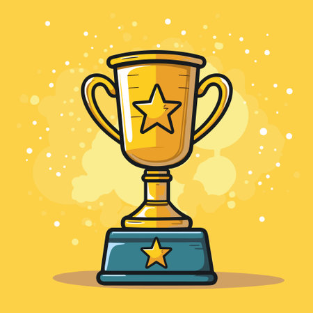 Best champions cup cartoon trophy vector illustration. Champion cup winner trophy awardのイラスト素材