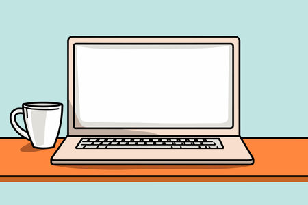Laptop computer with empty screen front view, blank copy space on computer. Vectorのイラスト素材