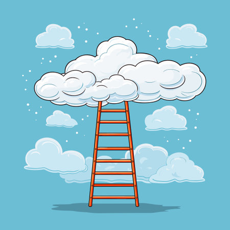 Ladder leading to cloud, success concept vector illustrationのイラスト素材