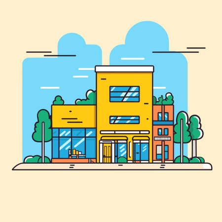 Company building in flat style. Vectorのイラスト素材