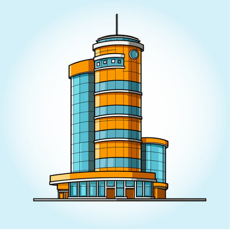Cartoon modern skyscraper building, vectorのイラスト素材