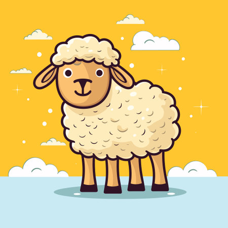 Funny cartoon happy lamb illustration vectorのイラスト素材
